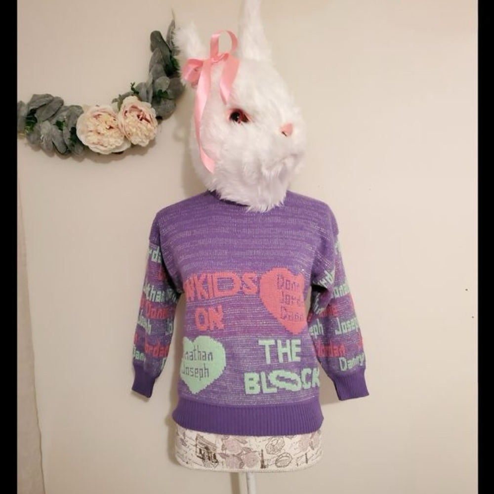 New Kids On The Block Knit Sweater VINTAGE NO SIZE (FLAWS) *Youth Or JRS sizing? - Picture 2 of 16